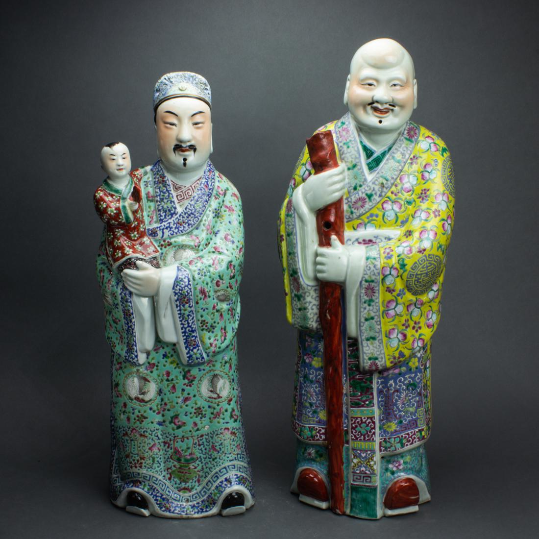 Two famille rose Star god figures (1 of 2)