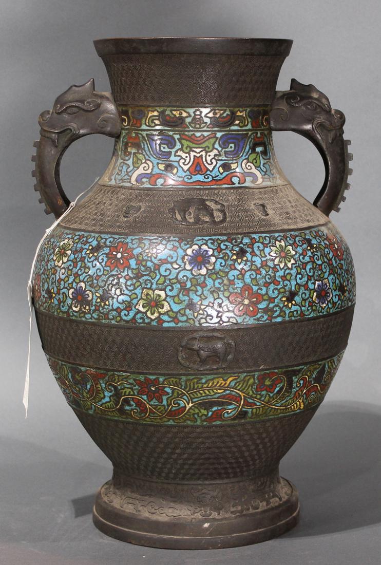 Japanese champleve enameled vase (1 of 1)