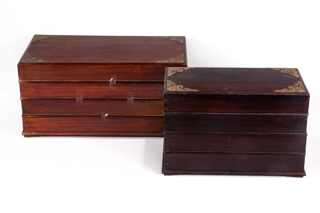 (lot of 2) Hardwood stacking boxes (1 of 1)