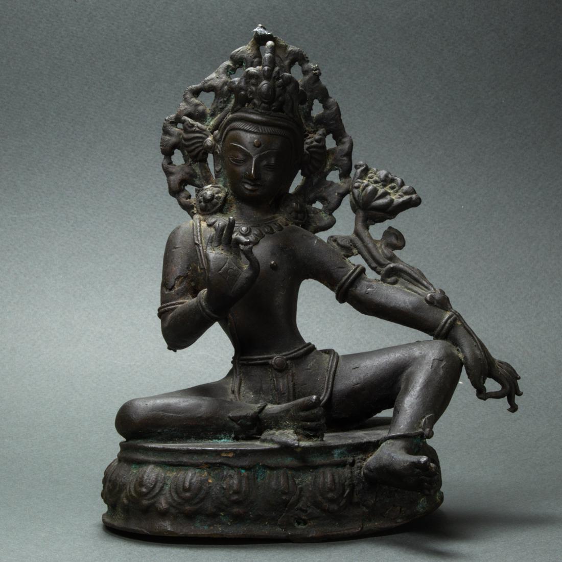 Nepalese cast bronze Buddhist figure (1 of 3)