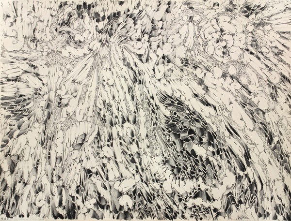 Lithograph, Lee Mullican: Unframed lithograph, ''Feathered Passage,'' 1965, by Lee Mullican (Californian, 1919-1998), signed and dated in pencil ''Lee Mullican 1965'' lower right, edition 10/20, titled in pencil lower left, sh