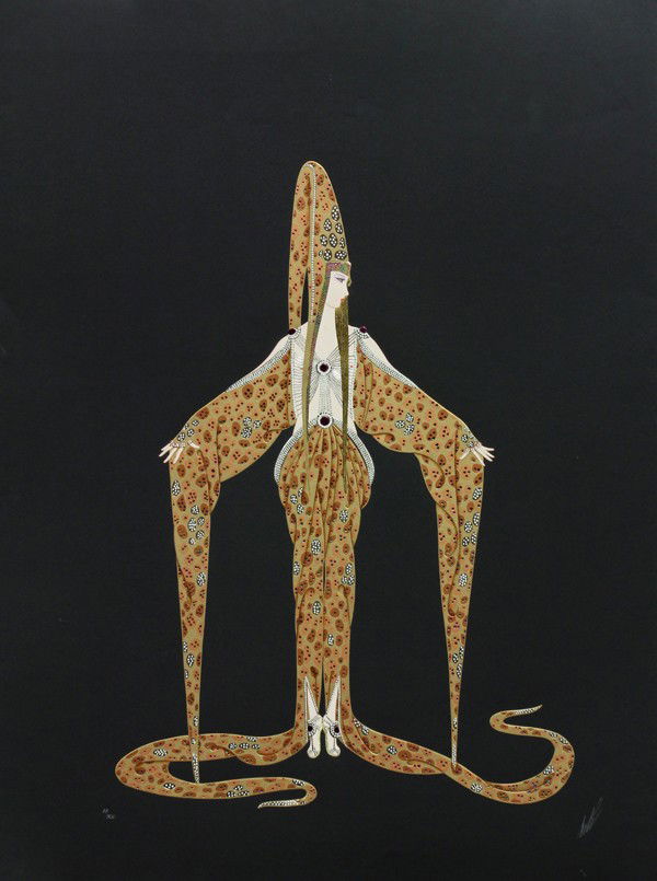 Radiance Foil Print, Erte, Starfish: Radiance foil print, ''Starfish,'' by Erte, signed in pencil lower right, pencil numbered lower left from edition of 300, overall: 40'' h x 29.75'' w