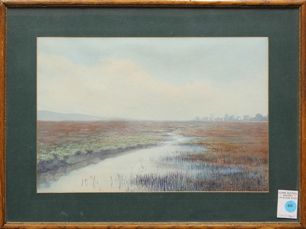 Watercolor, Northern California Stream: Framed watercolor on paper, Northern California Stream, 20th century, signed ''Nina Bind'' lower right, overall: 14''h x 20''w