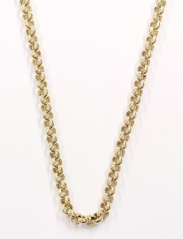 14k Yellow Gold Roco Chain Necklace: Rolo chain necklace; mounted in 14k yellow gold. Total necklace weight 6.0 grams. Necklace length 32''