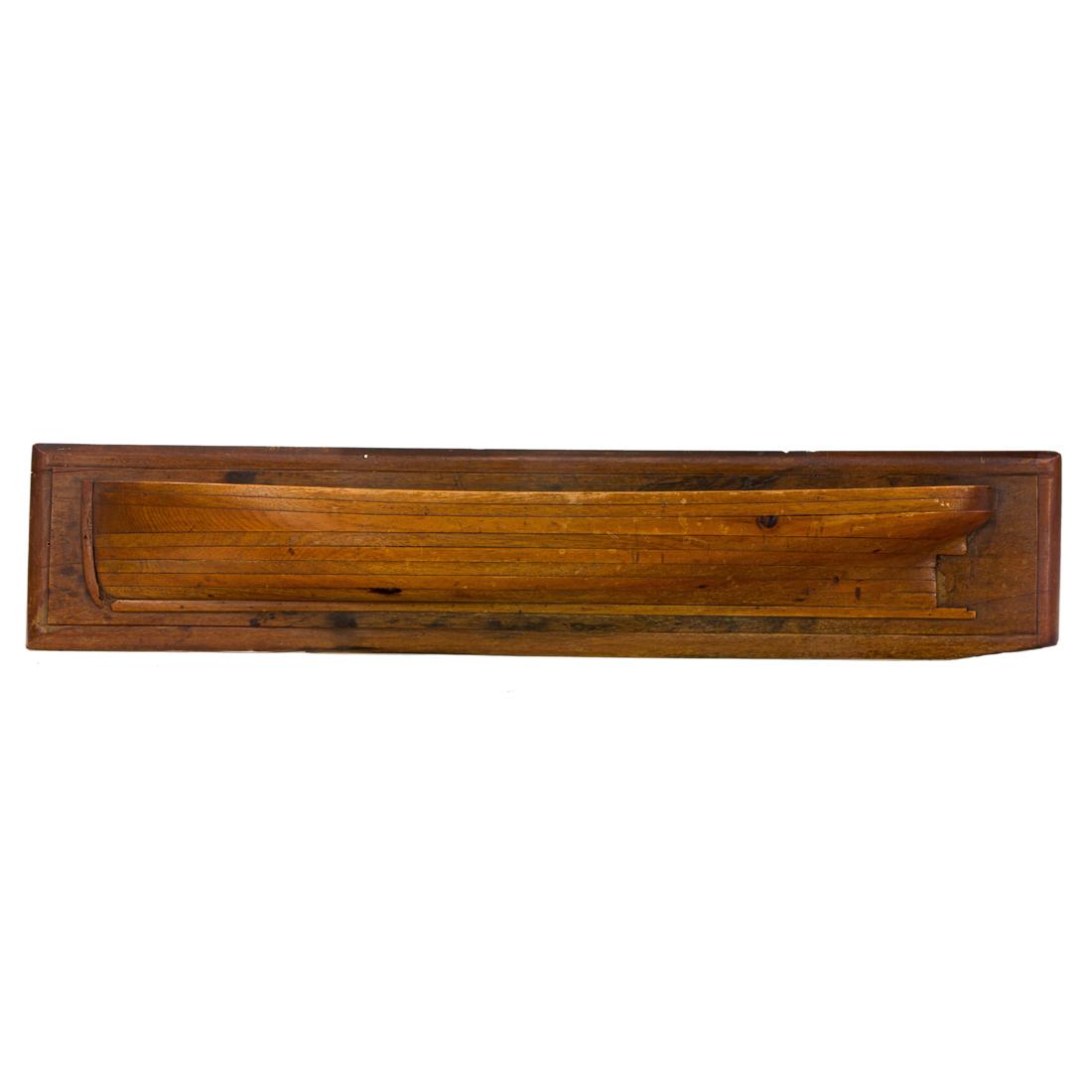 Titanic era half hull steamship with nine lifts including: Titanic era half hull steamship with nine lifts including, keel in original unrestored condition, with original finish, 8"h x 38"w x 4"d
