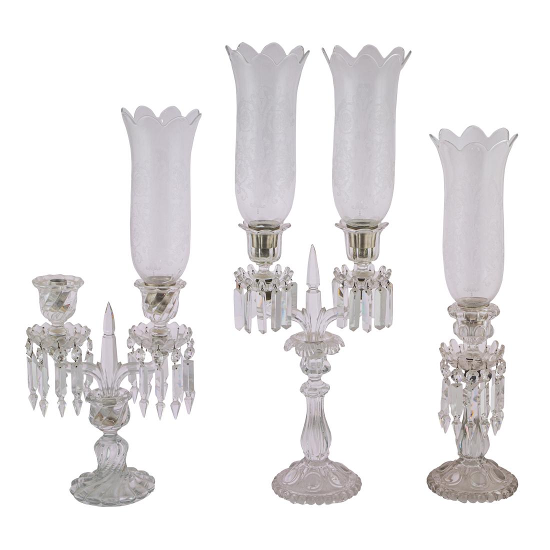 (Lot of 7) Baccarat cut and molded glass luster candlesticks (1 of 3)