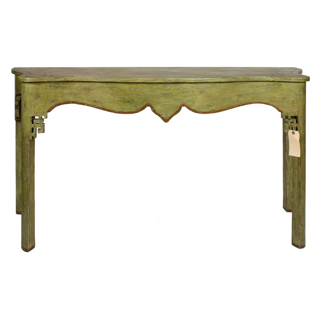 A Minton-Spidell Chinoiserie style paint decorated console table (1 of 2)