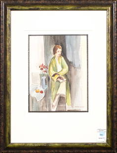 Watercolor, William Alexander Gaw: William Alexander Gaw (American, 1891-1973), Seated Lady, watercolor, signed lower right, overall (with frame): 21.5"h x 16.5"w