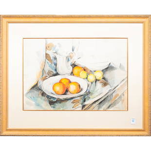 Watercolor, William Alexander Gaw: William Alexander Gaw (American, 1891-1973), Still Life with Fruit, watercolor, signed lower right, overall (with frame): 32.5"h x 41"w