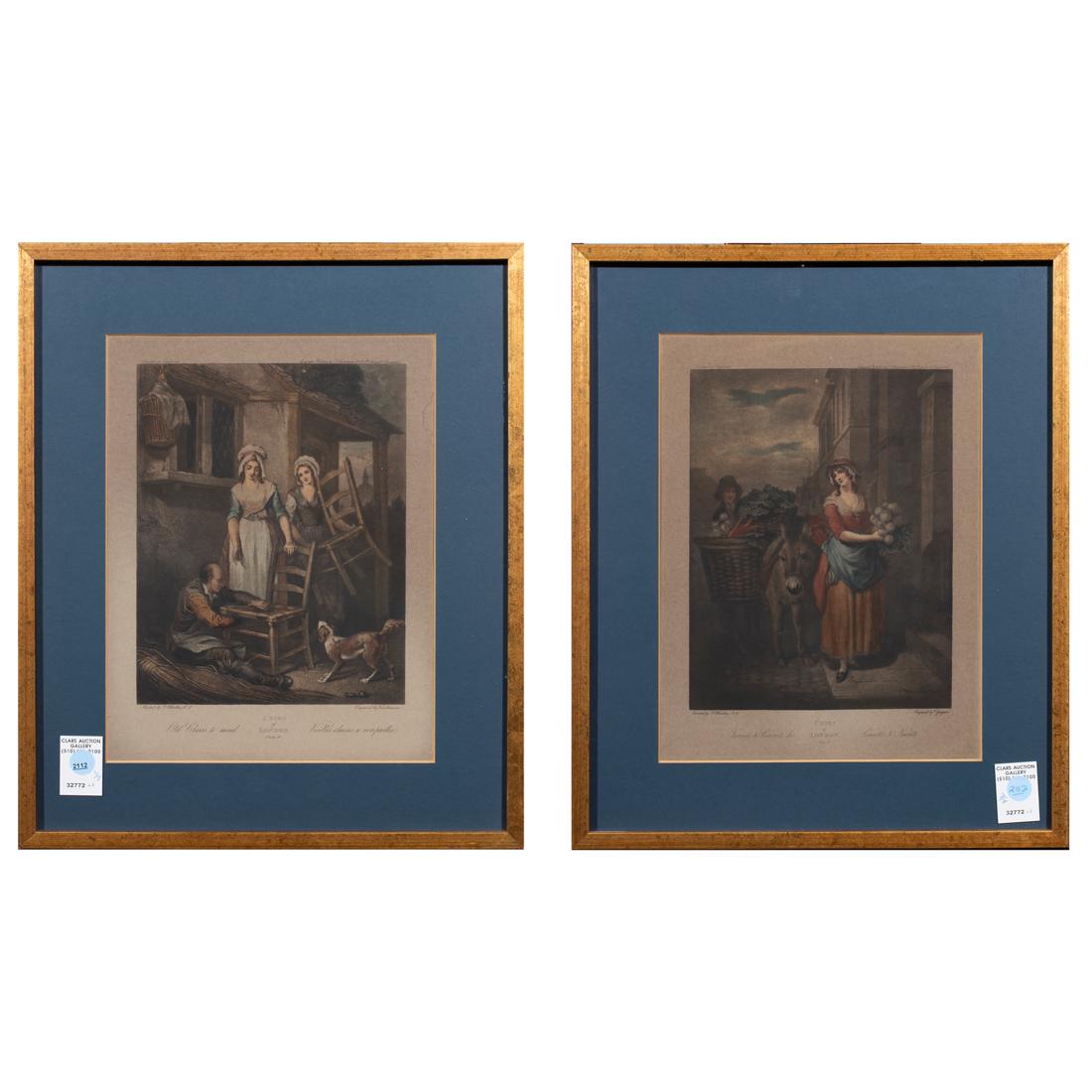 Prints, After Francis Wheatley: (lot of 2) After Francis Wheatley (British, 1747-1801), "Cries of London," color lithographs, unsigned, overall (with frame, for both): 17.75"h x 14.75"w