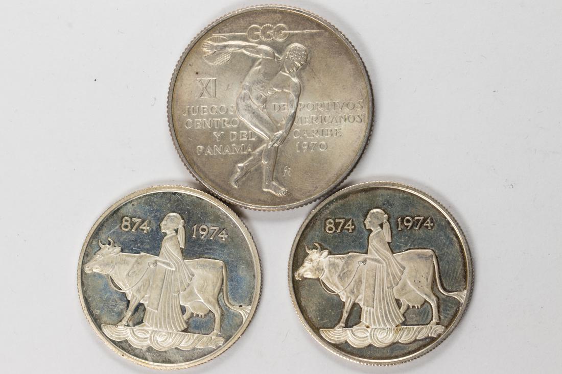 (lot of 3) World Coins; Silver Panama 5 Balboas 1970, Two Silver 500 Kronor (1 of 2)