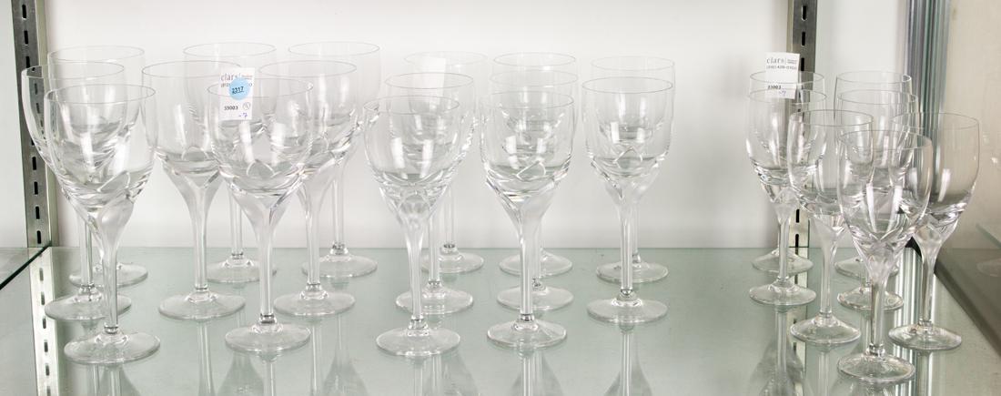 (Lot of 25) Rosenthal frosted and clear glass partial suite of stemware in the Iris pattern: (Lot of 25) Rosenthal frosted and clear glass partial suite of stemware in the Iris pattern, comprising (8) goblets, 8.25"h; (8) red wine, 8"h and (7) white wine, 7.25"h.