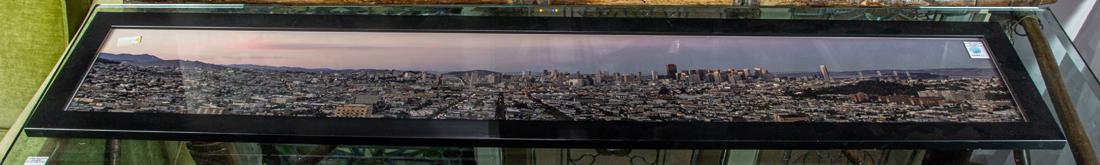 A panoramic photograph of San Francisco, marked lower left Photography by Jorge Pereira: A panoramic photograph of San Francisco, marked lower left Photography by Jorge Pereira, 12"h x 63"w