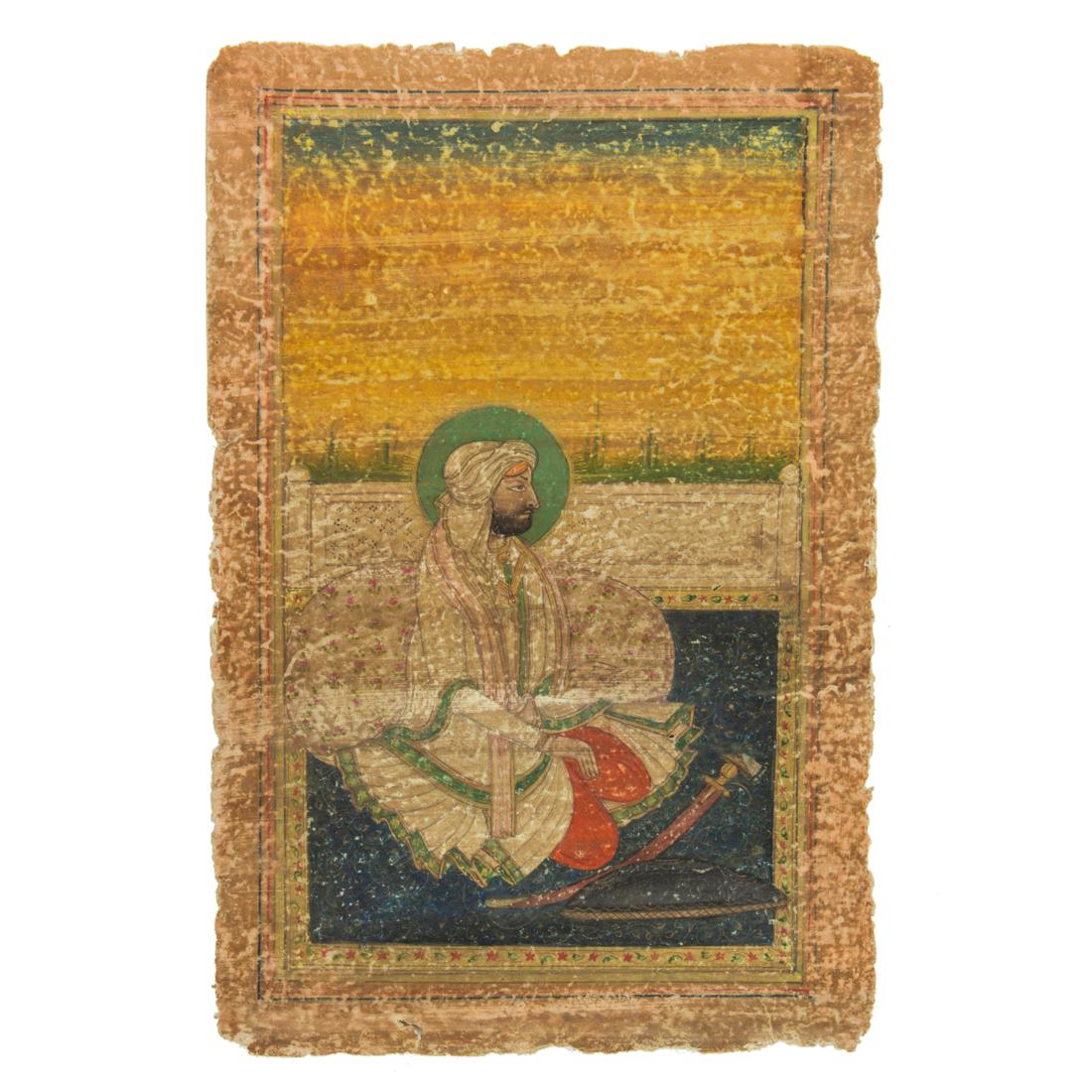An early Sikh manuscript gouache painting of a Maharaja (1 of 2)