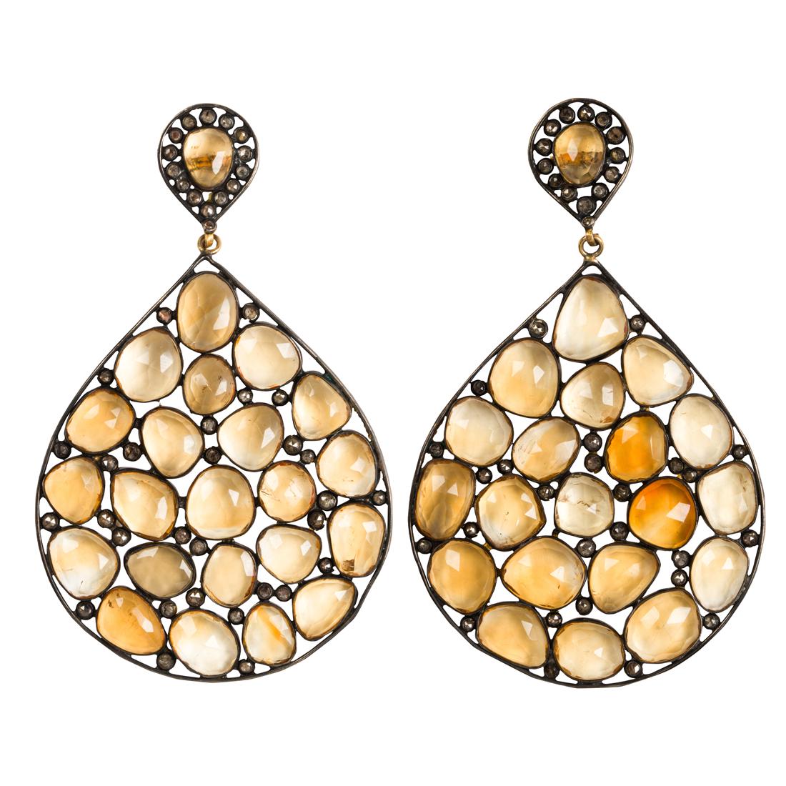 A pair of citrine and champagne diamond earrings (1 of 1)