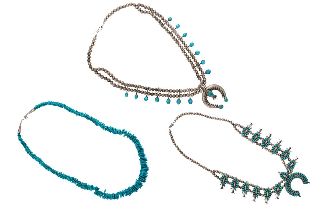 A group of turquoise and silver necklaces (1 of 1)