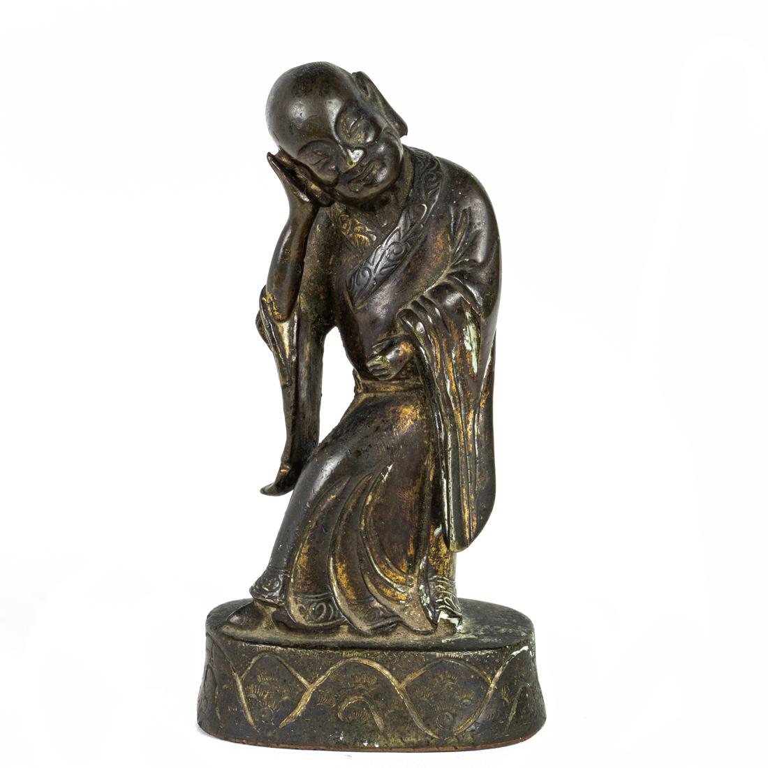 Chinese gilt bronze figure of a luohan (1 of 2)