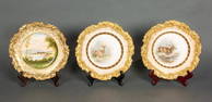 (lot of 3) Doulton porcelain cabinet plates by Henry Mitchell or S.H. Evans, late 19th century by