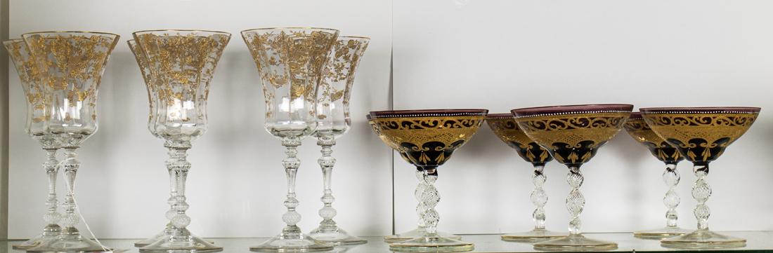 (lot of 12) A set of Murano champagne glasses and Cambridge goblets (1 of 1)