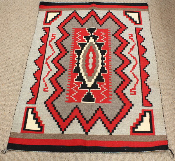 Navajo carpet: Navajo rug having a Ganado pattern, 35'' x 47''