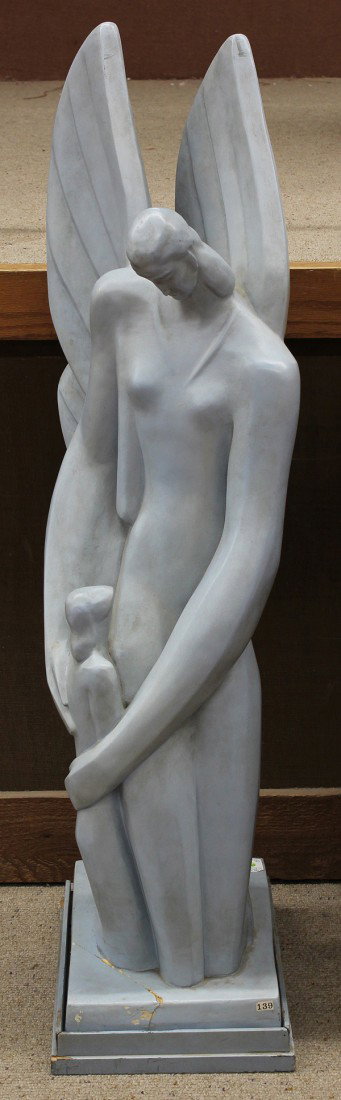 Sculpture, Warren Cheney: Painted plaster sculpture, ''Heavenly Love (Amor Caelestis),'' 1934, by Warren Dewitt Cheney (Californian, 1907-1979), signed and dated ''Cheney '34'' lower base, overall: 44''h x 11.25''w x 15.50''d.