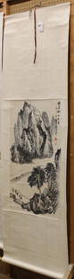 Chinese Scroll, Zhao Wangyun (after), Landscape: Chinese hanging scroll, ink and color on paper, Travelling Through A Landscape, after Zhao Wangyun (Chinese, 1906-1977), upper right entitled 'lu nan xiang cun shuo jian' (=views of Lunan village), da