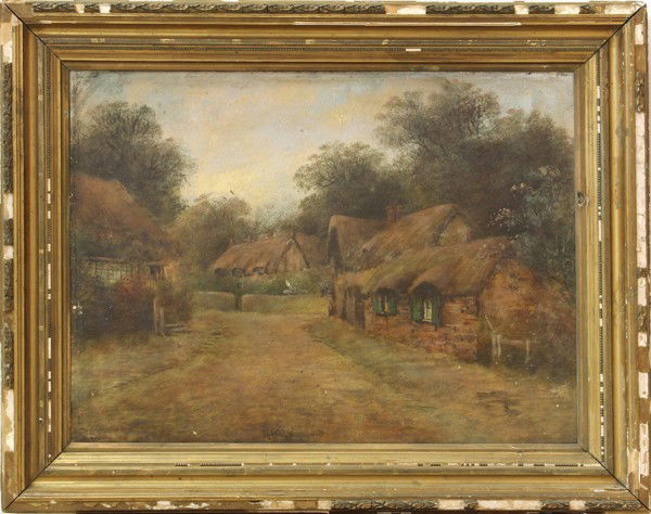 Painting, Shanklin, signed ''J.R. Hill'': Framed oil on board, ''Shanklin'', British School, 19th Century, signed ''J.R. Hill'' lower left, overall: 23''h x 29''w