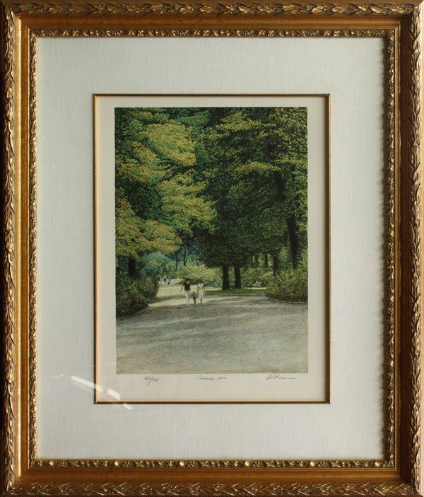 Lithographs, Harold Altman, Spring: Pair of framed color lithographs, ''Summer 1987'' and ''Fall 1987,'' by Harold Altman (American/French, 1924-2003), each pencil signed ''Altman'' lower right, pencil numbered editions of 285 lower lef