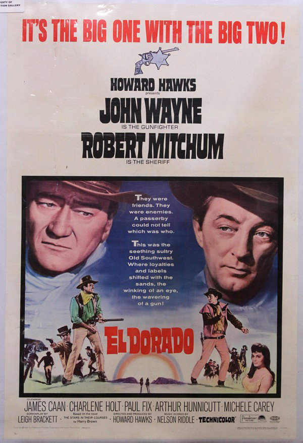 Movie Posters, Hour of the Gun, El Dorado: (Lot of 2) Unframed original linen backed movie posters, ''Hour of the Gun'' starring James Garner, and ''El Dorado'' starring John Wayne, largest overall: 41''h x 27''w