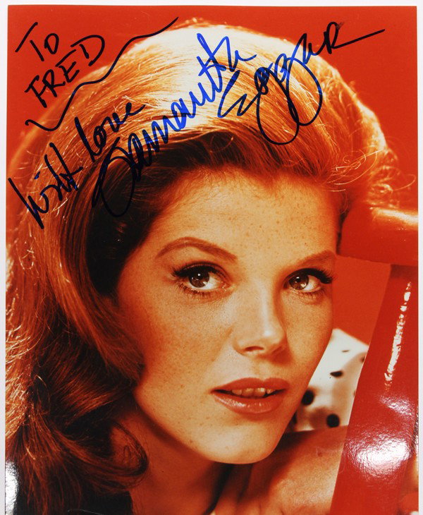 Autographed movie star photographs: (lot of 20) Associated autographed movie star photographs, including Samantha Eggar, Shirley Eaton, Omar Epps, Barbara Eden, Clint Eastwood, etc. each photograph measures 10'' x 8''