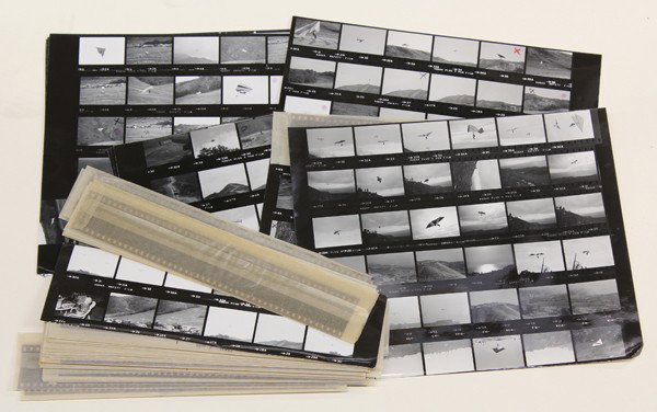 Negatives and contact sheets, Leroy Grannis: Assorted Hand-Gliding contact sheets and negatives, ''Escape Country Nationals,'' 1974-1975, by Leroy Grannis (Californian, 1917-2011), dated, contained in original, titled mailing envelope, various d