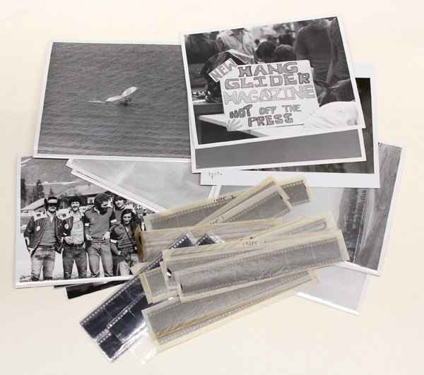 Photographs and negatives, by Leroy Grannis: Assorted Hand-Gliding photographs, contact sheets and negatives, ''Hawaii,'' 1975, by Leroy Grannis (Californian, 1917-2011), most titled and dated, contained in original, titled mailing envelope, var