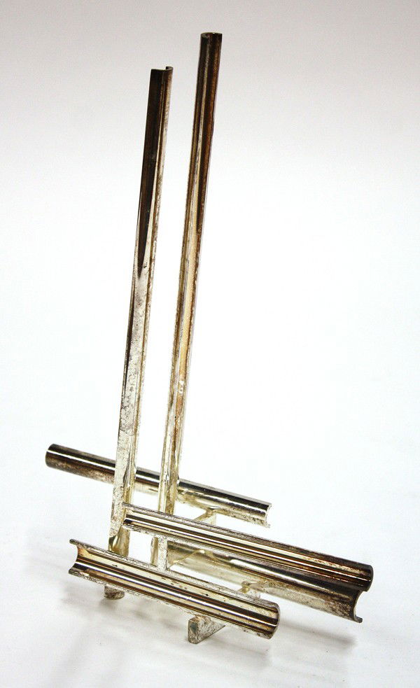 Sculpture, Di Teana, Mid Century: Silvered over nickle brass sculpture with acrylic base, ''Structure II,'' 1969, by Marino Di Teana (Italian, b. 1920), accompanied by original certificate signed by Marino Di Teana and publisher Jacqu