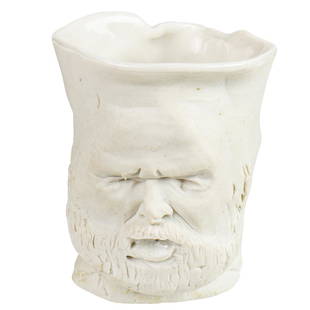 Sculpture, Robert Arneson: Robert Arneson (American, 1930-1992), Self-Portrait Shot Glass, 1971, porcelain cup, signed and dated beneath, overall: 2.75"h x 2.25"w x 2.25"d. Provenance: Private collection of composer and art