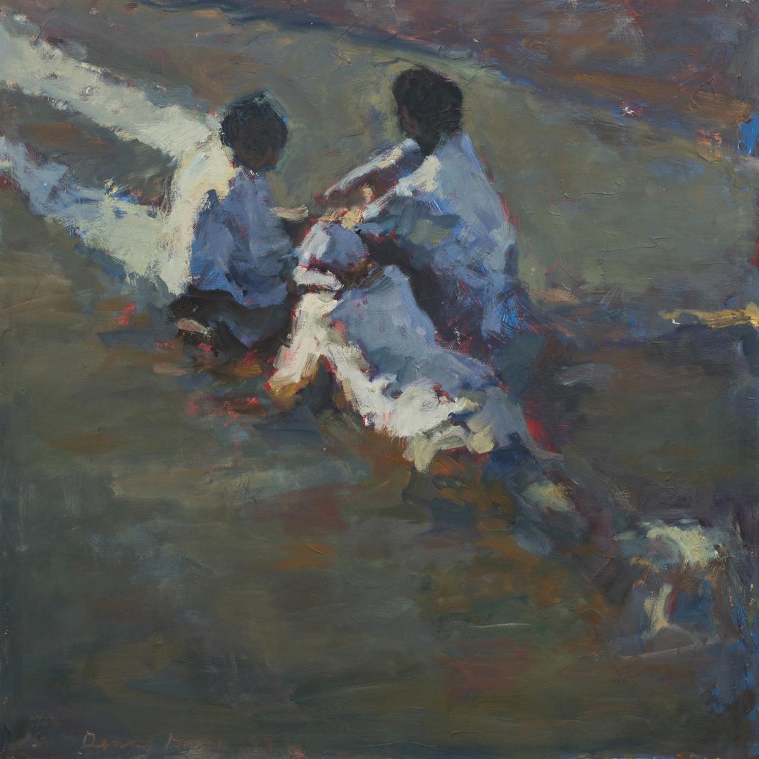 Painting, Dennis Hare: Dennis Hare (American, b. 1946), "Rosarita," 1997, oil on canvas, signed and dated lower left, signed, titled, and dated verso, canvas: 40"h x 40"w, overall (with frame): 41.5"h x 41.5"w. Provenance: