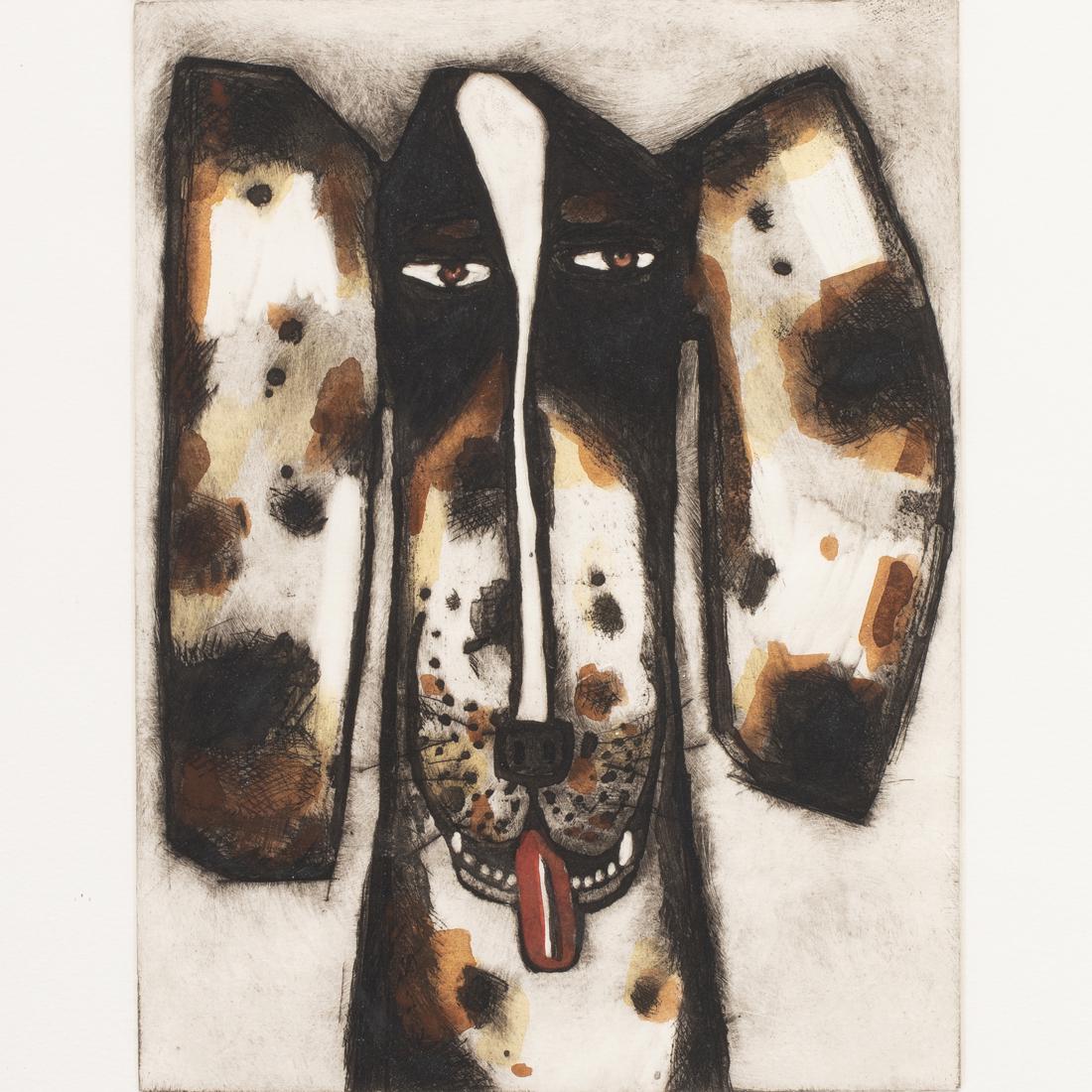 Print, David Bates: David Bates (American, b. 1952), "Clovis Lee," etching with hand coloring, pencil signed lower right, titled lower left, edition 18/50, image: 11.75"h x 9"w, overall (with frame): 19.25"h x 16.25"w. N