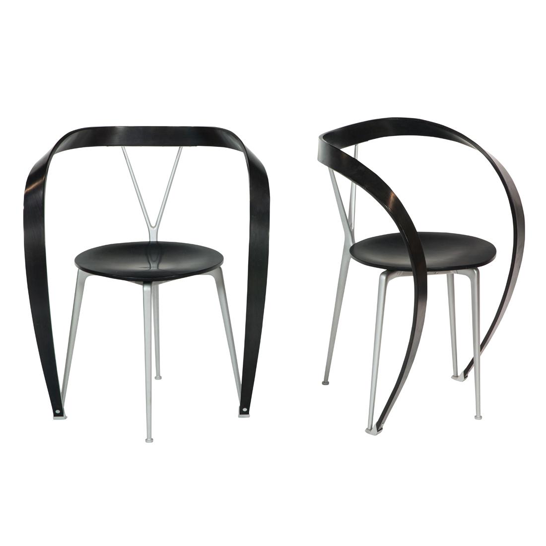 Andrea Branzi, 'Revers' Chairs, Pair: Andrea Branzi, 'Revers' Chairs, PairCassina, Italy 1990, anodized steel, laquered wood, 29.5"h x 23"w x 19"d