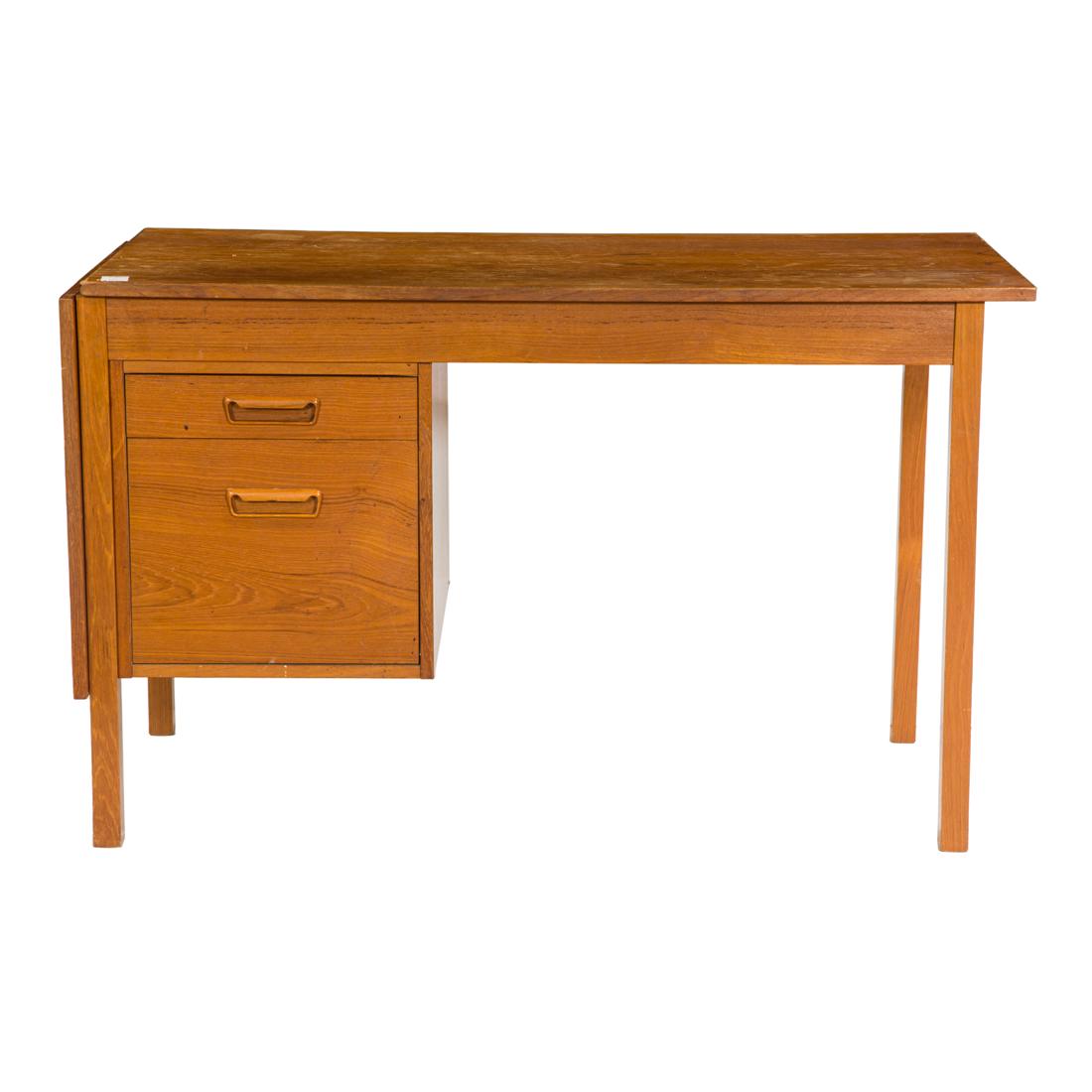 Danish Modern, Desk: Danish Modern, DeskDenmark, 1960s, in the manner of Arne Vodder, teak, 28"h x 46.5"w x 23.5"d