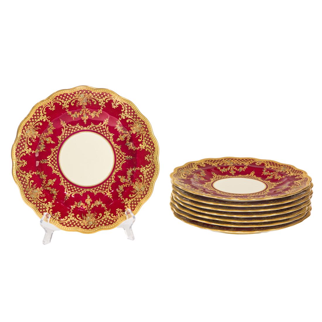 A set of eight Royal Crown Derby porcelain service plates (1 of 3)