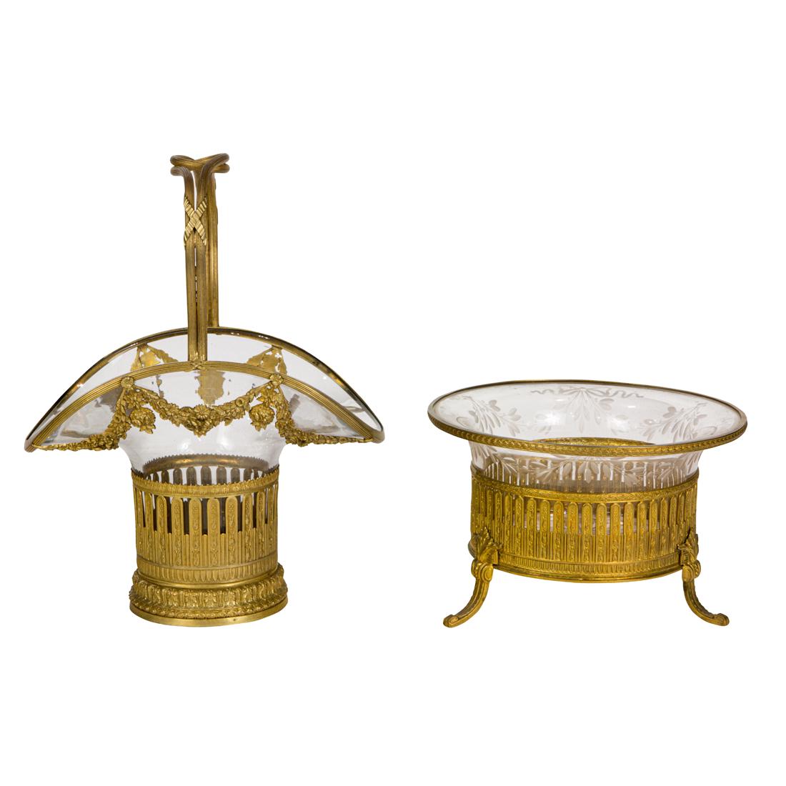 Two French gilt bronze mounted glass table articles (1 of 3)