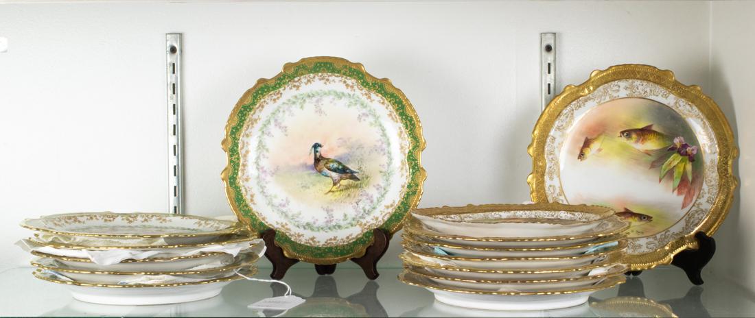 Two sets of Limoges porcelain game or fish plates by Gille and Muville (1 of 1)