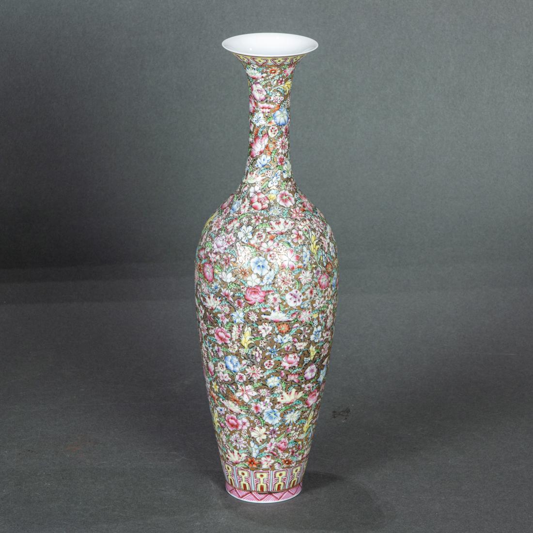 Chinese mille fleur eggshell porcelain vase (1 of 2)