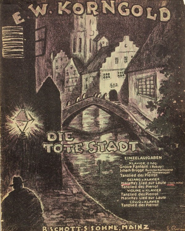 Opera Poster, E.W. Korngold, Die Tote Stadt: Unframed (matted) lithograph poster, ''Die Tote Stadt,'' 1920, Opera by Erich Wolfgang Korngold (Austro-Hungarian , 1897-1957), overall: 16''h x 13.25''w. Provenance: Estate of Rebecca and Seymour Fro
