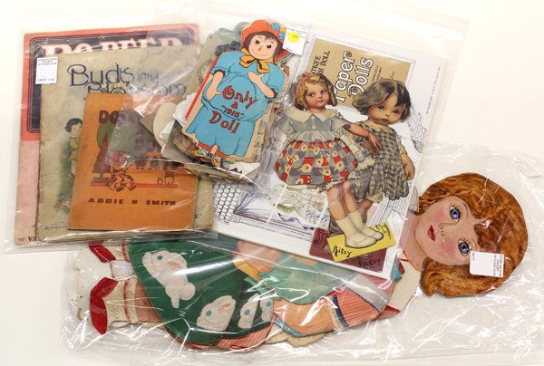 Collection of cut out dolls: (lot of 6) Five bags of cut out dolls including books 'Buds and Blossoms', Sam Gabriel New York 1918; Dolly Days & Dolly Ways by Abbie N. Smith, Paul Elder San Francisco 1916; together with a cabin st