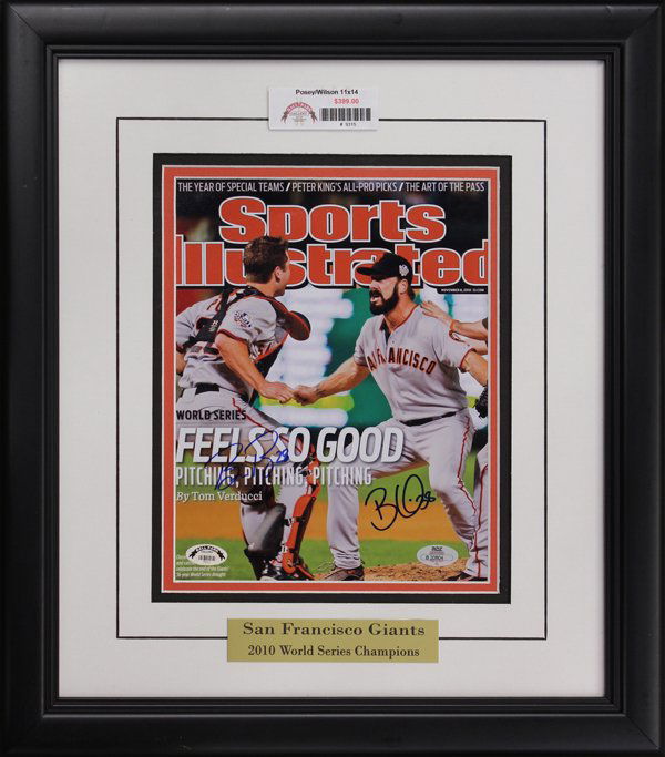 Buster Posey and Bryan Wilson autographs: Buster Posey and Bryan Wilson, framed, with certificate, 18''h x 16''w