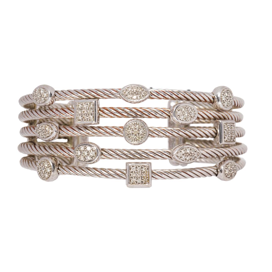 A diamond and sterling silver bracelet, David Yurman (1 of 1)