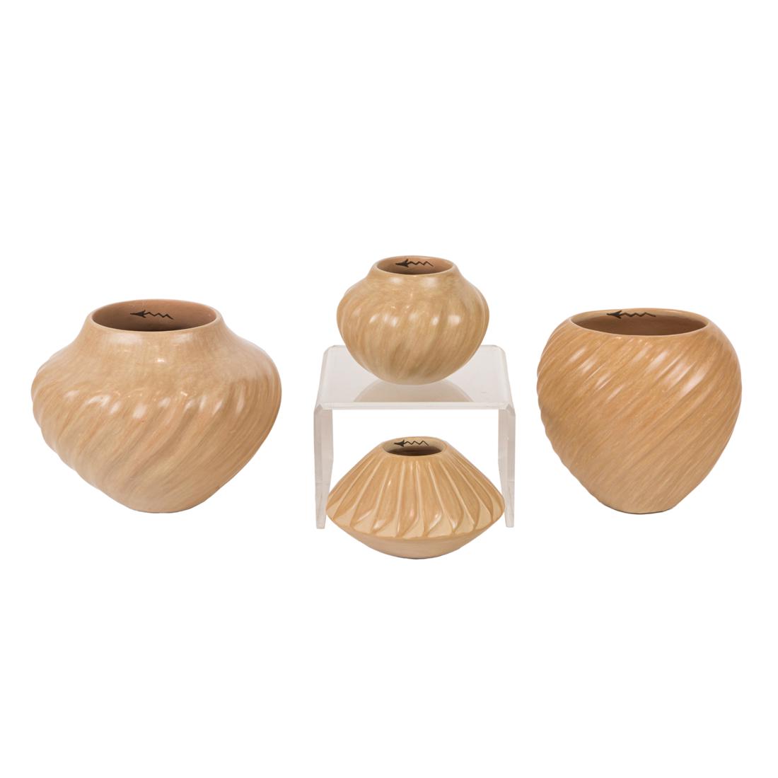 Four Jemez tanware pottery jars by Juanita Fragua (1 of 5)