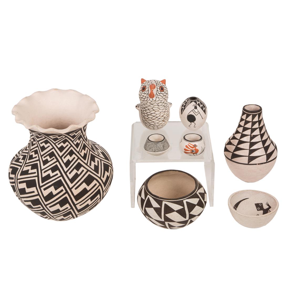 A group of eight Acoma pottery vessels by the Lewis Family (1 of 5)