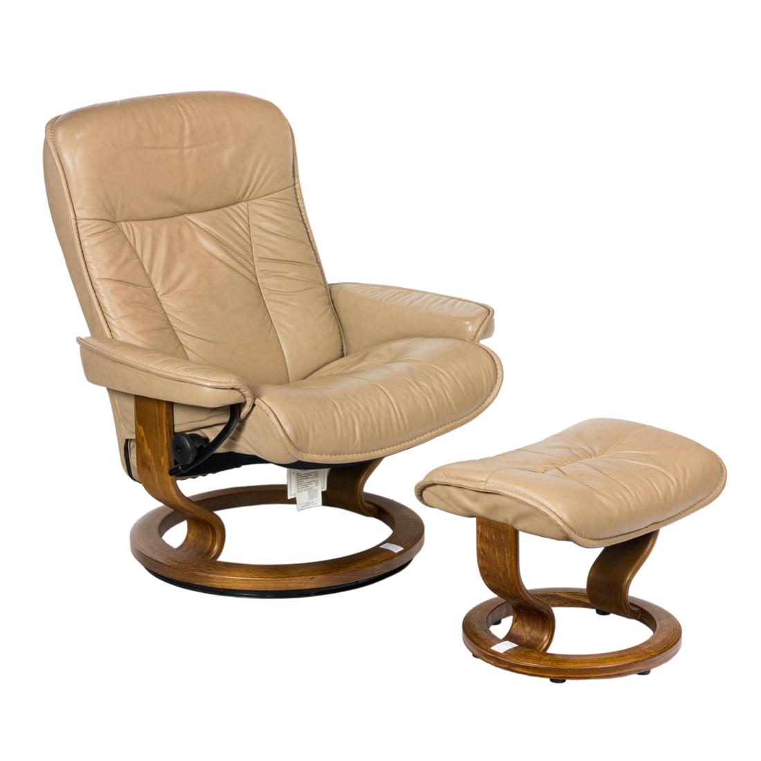An Ekornes Stressless Lounge Chair and Ottoman (1 of 3)