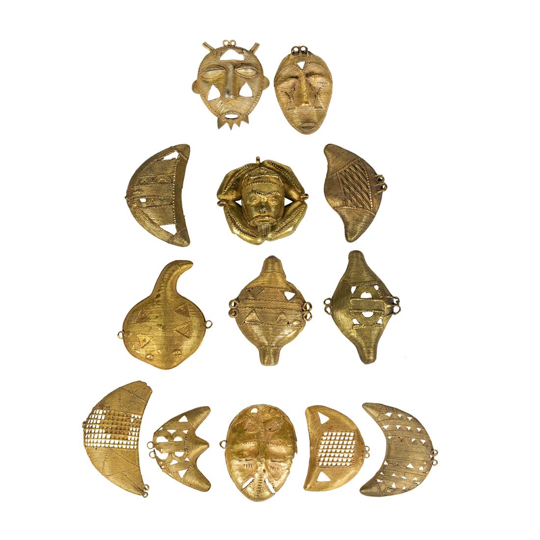 Thirteen gold filled pendants, amulets, and regalia (1 of 5)